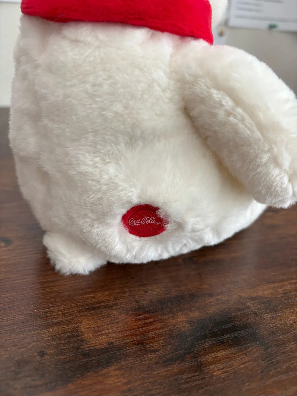 Coca-Cola White Polar Bear Plush Stuffed Animal with Red Scarf Collectible